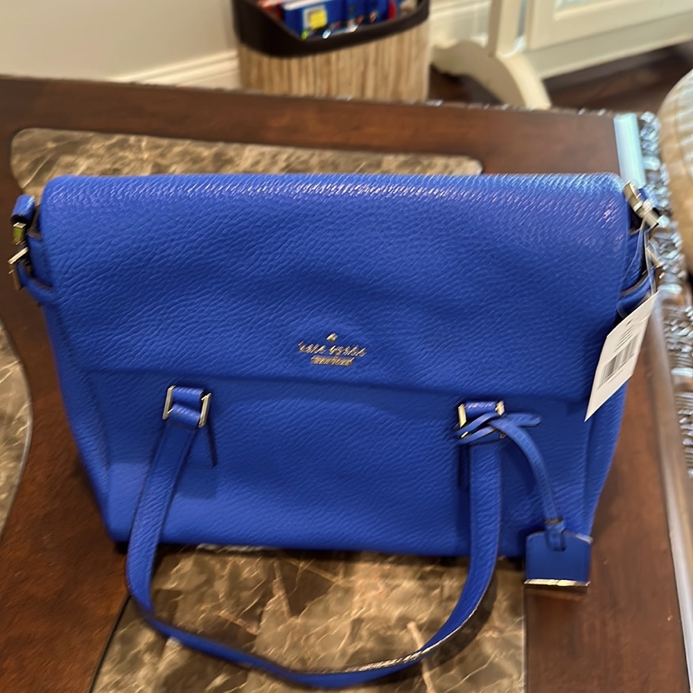 Holden Street Small Leslie Island Deep/Blue/Gold Leather Satchel